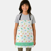 Tablier Green Blue Dinosaur Motif Nom personnalisé (Insitu)