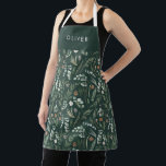 Tablier Green botanique élégant cadeau familial moderne<br><div class="desc">Sage vert,  noir,  marron vert et gris élégant feuillage moderne eucalyptus aquarelle botanique naturel Noël cadeau de Noël personnalisé tablier design. Design simple,  propre et élégant.</div>