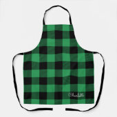 Tablier Green Buffalo Plaid Custom Name Rustique Noël (Recto)
