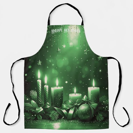 Tablier Green Candles Christmas Holiday Apron (Recto)