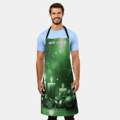 Tablier Green Candles Christmas Holiday Apron (Porté)