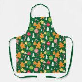 Tablier Green Christmas Gingerbread Motif de biscuits (Recto)