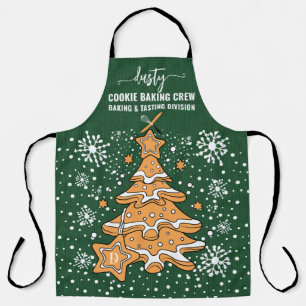 Tablier Green Christmas Tree Cookie Baking Crew Snowflakes