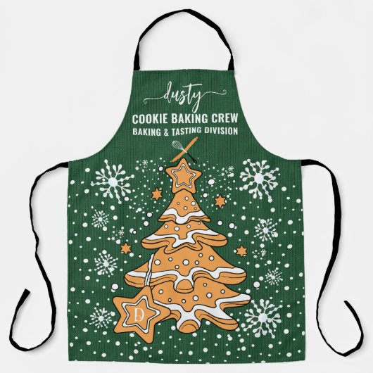 Tablier Green Christmas Tree Cookie Baking Crew Snowflakes (Recto)