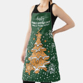 Tablier Green Christmas Tree Cookie Baking Crew Snowflakes (Insitu)