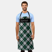 Tablier Green et Black Watch Plaid Fête personnalisée (Porté)