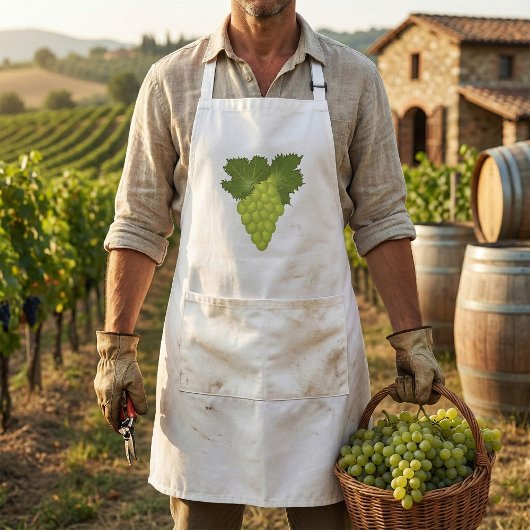 Tablier Green Grapes Vine Leaves Fresh Fruit