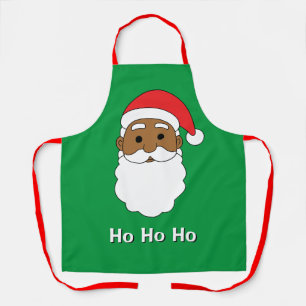 Tablier Green Ho Ho Ho African American Santa Claus Famill