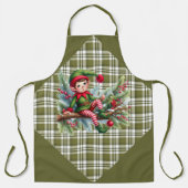 Tablier Green Plaid With a Lazy Elf on A Branch (Recto)