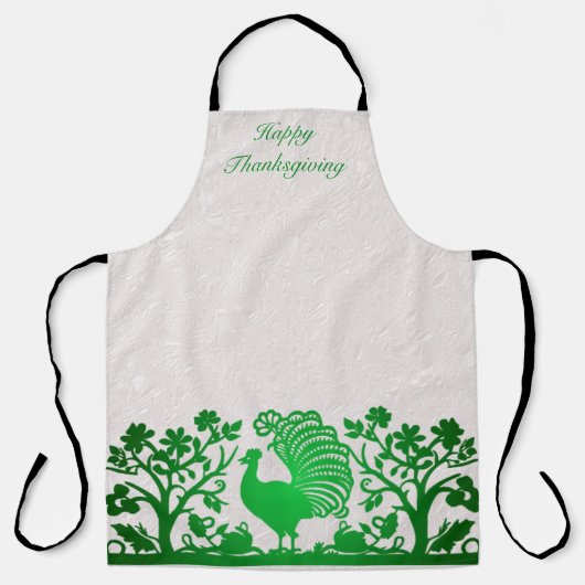 Tablier Green Thanksgiving Turkey Floral Apron (Recto)