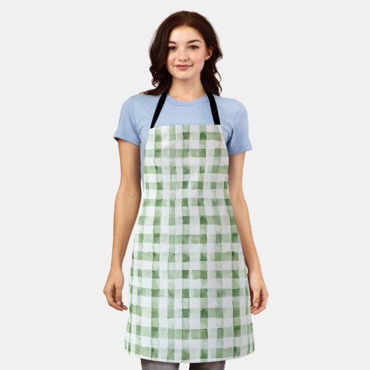 Tablier Green White Plaid Stripes (Porté)