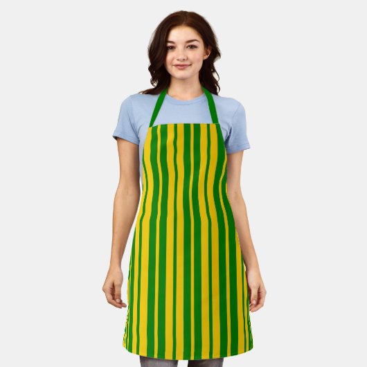 Tablier Green Yellow Stylish Stripes Pattern Design  (Porté)
