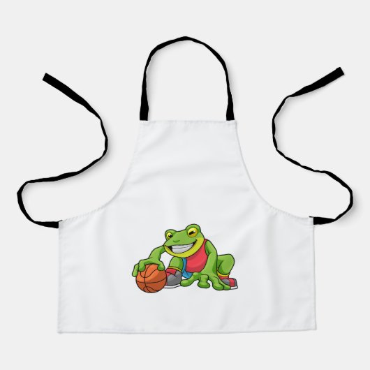 Tablier Grenouille aux sports avec basket-ball (Recto)