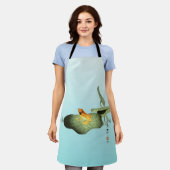 Tablier Grenouille jaune sur feuille de lotus (Porté)