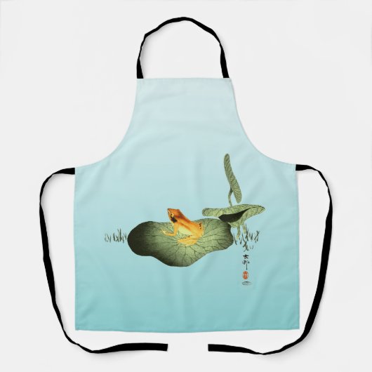 Tablier Grenouille jaune sur feuille de lotus (Recto)