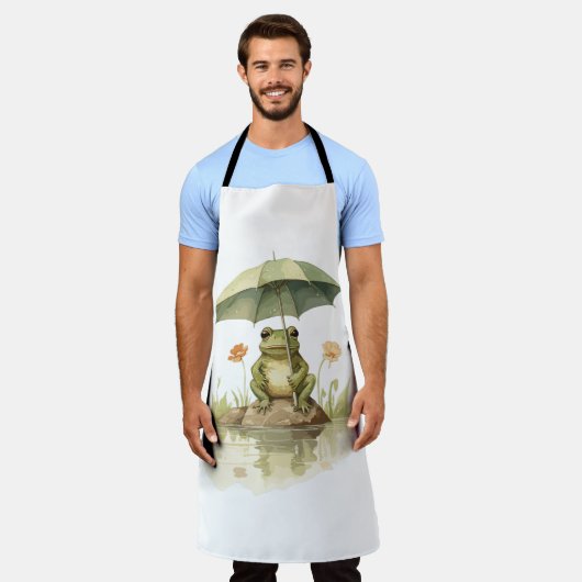 Tablier Grenouille mignonne avec un parapluie au lac (Porté)