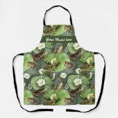 Tablier Grenouilles nénuphars verts et blancs motif (Recto)