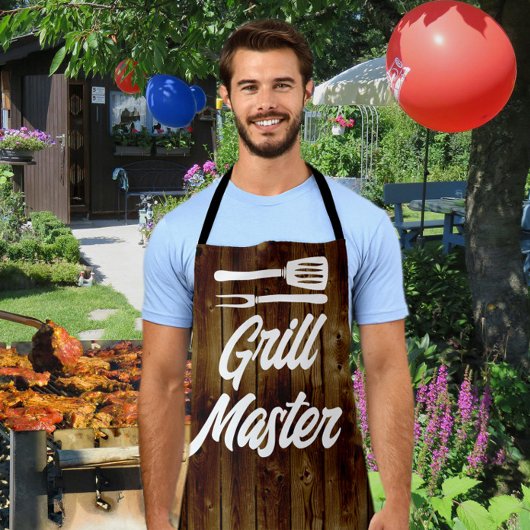 Tablier Grill Master BBBQ Rustique Wood Chef