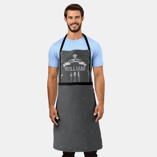 Tablier Grill Master gris cuisine mens Apron (Porté)