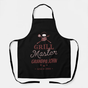 Tablier Grill noir Master Grand-père Personnalisé
