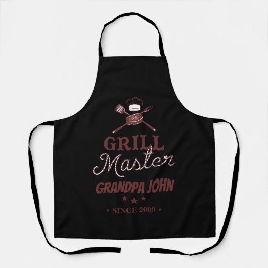 Tablier Grill noir Master Grand-père Personnalisé (Recto)