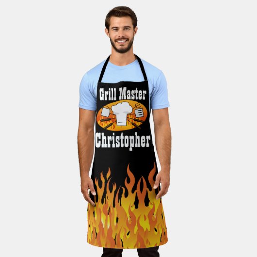Tablier Grill personnalisé Nom maître BBQ Chefs Apron (Porté)