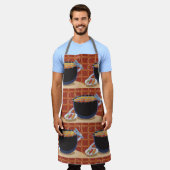 Tablier Grillades au barbecue avec des tongues et des broc (Porté)