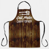 Tablier Grillades personnalisées Master BBQ Rustic Wood Ch (Recto)