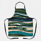 Tablier Grille d'agate de crème bleue verte Abstraite (Recto)