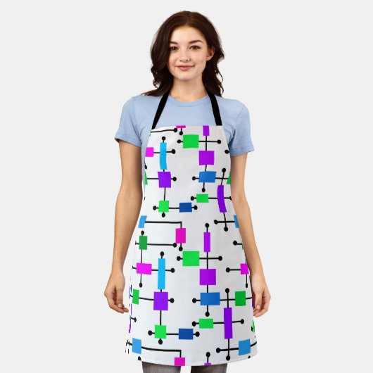 Tablier Grille de couleurs cool (Porté)