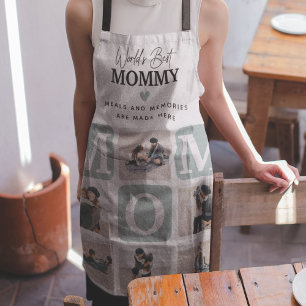 Tablier Grille multiphoto moderne mignonne cadeau MOM