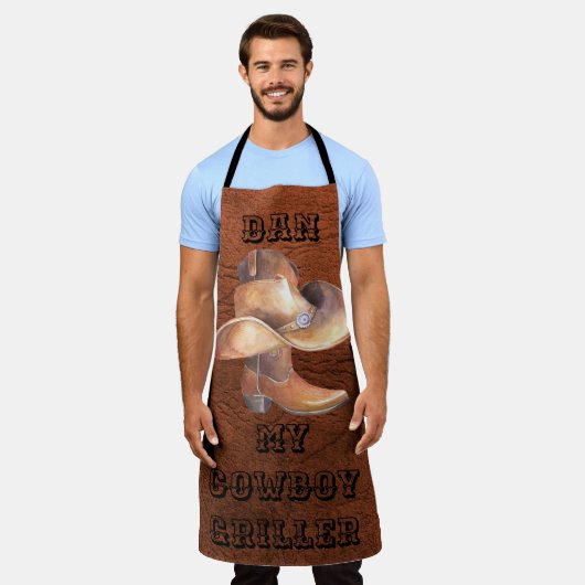 Tablier Griller Apron Grand Cowboy Casquette & Boots (Porté)