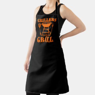 Tablier Grilleurs vont griller saucisse barbecue orange