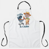 Tablier Grillin’ & Chillin’ - Drôle design de barbecue pou (Recto)