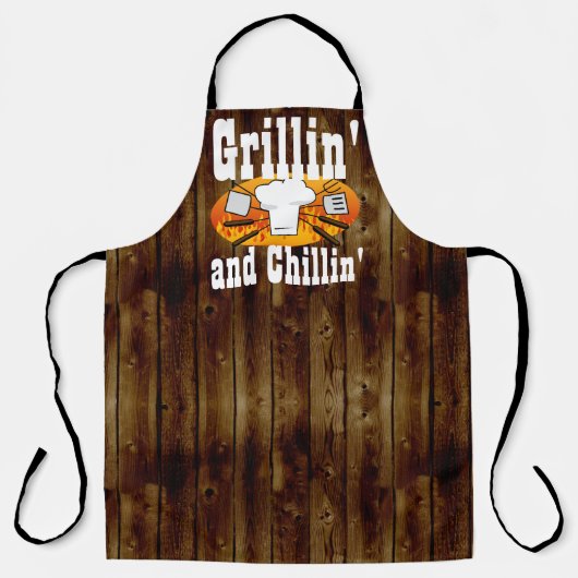 Tablier Grillin Chillin Funny Homme's BBQ Cuisine Chef Apr (Recto)