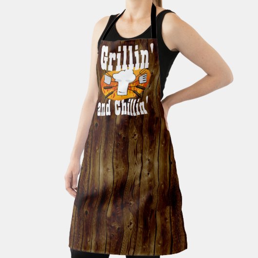 Tablier Grillin Chillin Funny Homme's BBQ Cuisine Chef Apr (Insitu)