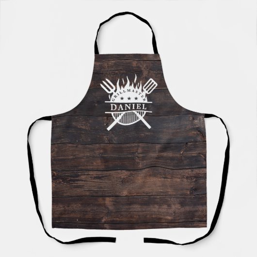 Tablier Grillmaster BBBQ Rustique Bois foncé Impression (Recto)