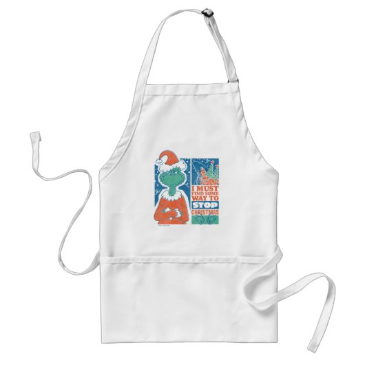Tablier Grinch | Arrêtez Noël Graphique Vintage (Devant)