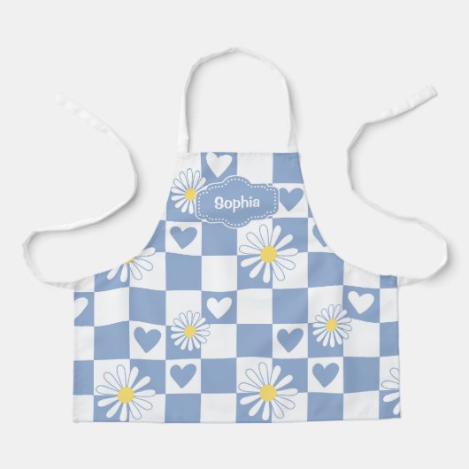 Tablier gris À damiers personnalisé (Recto)