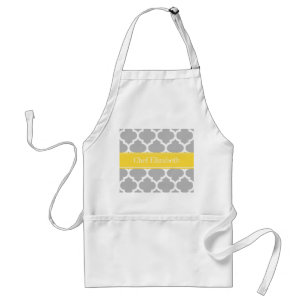 Tablier Gris Blanc Marocain #5 Ananas Nom Monogramme