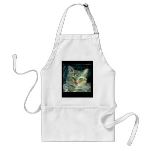 Tablier gris de chat tigré
