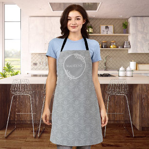 Tablier gris élégant Damas personnalisé tablier