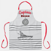 Tablier Gris et blanc Bande marine conçue (Recto)