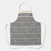 Tablier Gris et blanc Joyeux Noël Typographie rétro (Recto)