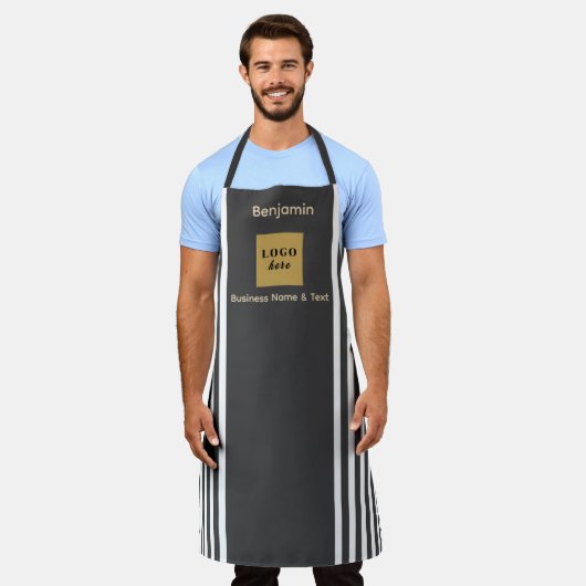 Tablier Gris et blanc personnalisés (Porté)