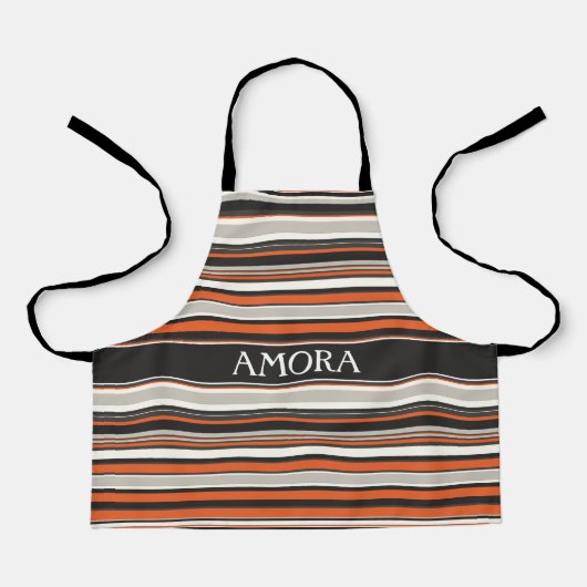 Tablier Gris Gris Orange Motif minimal (Recto)