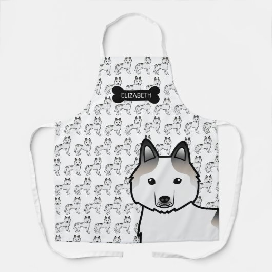 Tablier Gris Piebald Sibérie Husky Cartographie Chien et n (Recto)