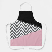 Tablier Gris Zigzag, Gris Chevron, Motif Zigzag, Rose (Recto)