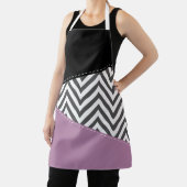 Tablier Gris Zigzag, Gris Chevron, Motif Zigzag, Violet (Insitu)
