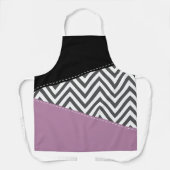 Tablier Gris Zigzag, Gris Chevron, Motif Zigzag, Violet (Recto)